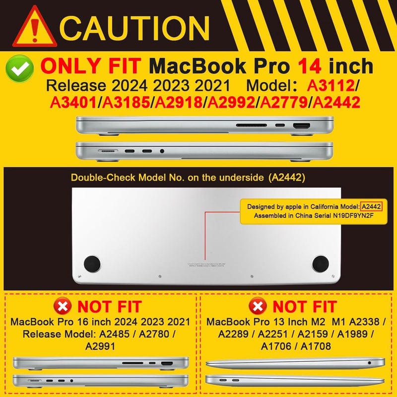 Batianda Ultimate Protection Case for New MacBook Pro 14 2025 M5 M4 M3 Pro Max Chip Matte Translucent Rugged Armor Shell with Shockproof TPU Bumper Anti-Fingerprint with Keyboard Cover, Translucent - Image 2